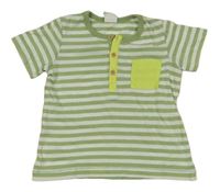 Zeleno-bílé pruhované tričko s kapsou H&M