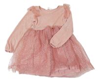 Růžové žinylkovo/tylové šaty H&M