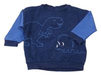 Tmavomodro-modrá oversize mikina s dinosaury M&S