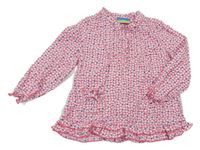 Tmavorůžovo-bílá květovaná halenka Topolino