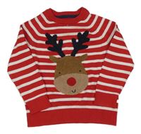 Červeno-bílý pruhovaný lehký svetr se sobem Mothercare