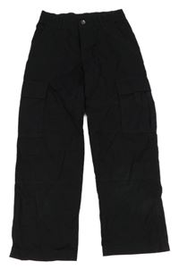 Černé plátěné cargo kalhoty H&M
