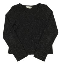 Černo-stříbrné melírované žebrované slavnostní crop triko F&F