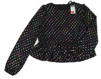 Nové - Černá šifonová vzorovaná crop peplum halenka Primark