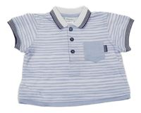 Světlemodro-bílé oversize polo tričko Tutto Piccolo