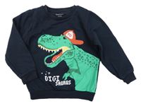 Tmavomodrá mikina s dinosaurem PRIMARK
