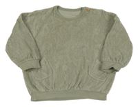 Světlekhaki žebrovaná sametová oversize mikina George