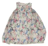 Bílé šifonové plisované šaty s motýlky H&M