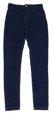 Tmavomodré teplákové skinny rifle Denim Co.