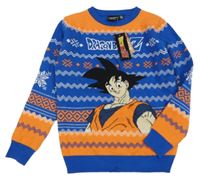 Nové - Modro-oranžový vzorovaný svetr s klukem - DragonBall Z Primark
