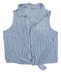 Modro-bílá pruhovaná lehká crop halenka H&M