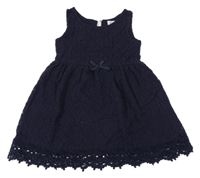 Tmavomodré krajkové šaty H&M