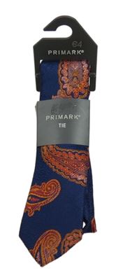 Nové - Tmavomodro-oranžová vzorovaná kravata Primark