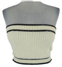 Dámský smetanovo-černý pruhovaný chlupatý bandeau top Cider 