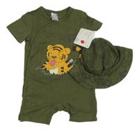 Nové - 2set Khaki overal s tygrem + klobouk