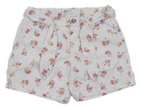 Bílé květované plátěné kraťasy s páskem H&M