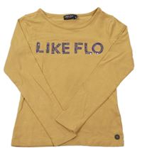 Pískové triko s nápisem z flitrů Like flo