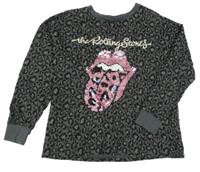 Šedo-černé vzorované triko Rolling Stones z flitrů Next