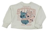 Bílá oversize mikina se Stitchem a Angelou Disney