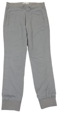 Šedé plátěné cuff kalhoty Abercrombie&Fitch