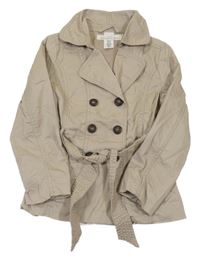 Béžové plátěné jarní sako s páskem H&M