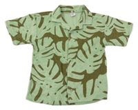 Zeleno-khaki froté košile s listy Kiki&Koko