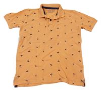 Oranžové polo tričko s palmami Chapter young