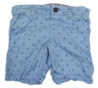 Světlemodré chino plátěné kraťasy s kotvami H&M