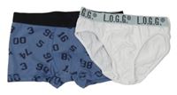 2set - Modré boxerky s čísly + bílo-zelené slipy H&M