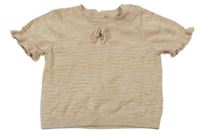 Hnědé melírované pletené tričko s mašlí H&M