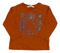 Cihlové triko s tygrem H&M