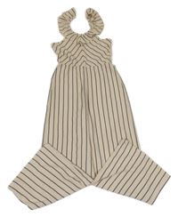 Béžovo-černý pruhovaný culottes overal C&A