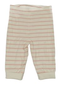Smetanovo-světlerůžové pruhované žebrované lehké tepláky Tu