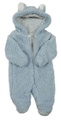 Světlemodrá huňatá podšitá kombinéza s kapucí Primark