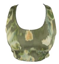 Dámský khaki vzorovaný sportovní crop top Workout 