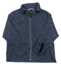 Tmavomodrá kostkovaná tepláková bunda s límečkem H&M