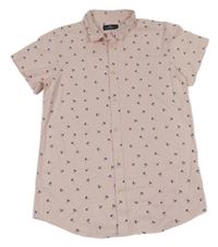 Světlerůžová košile s palmami Matalan