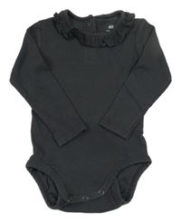 Tmavošedé žebrované body s volánkem H&M