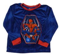 Tmavomodro-červené sametové pyžamové triko se Spidermanem 