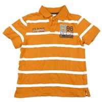 Oranžovo-bílé pruhované polo tričko s nápisem Dopodopo