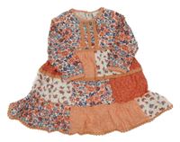 Oranžové patchworkové šaty Topomini