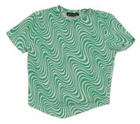 Zeleno-bílé vzorované crop tričko New Look