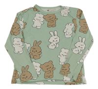 Mátové triko s králíky a medvídky H&M