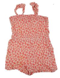 Korálový květovaný kraťasový overal Primark