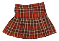 Červeno-hnědo-černá kostkovaná třpytivá skládaná sukně H&M
