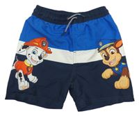 Tmavomodro-modro-bílé plážové kraťasy s Paw Patrol
