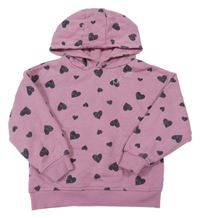 Růžová mikina se srdíčky a kapucí Primark