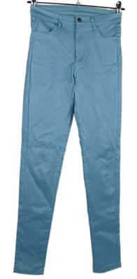 Dámské světlemodré lesklé skinny kalhoty 