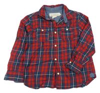 Červeno-tmavomodro-bílá kostkovaná košile s číslem H&M