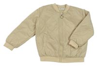 Béžový prošívaný šusťákový zateplený crop bomber 